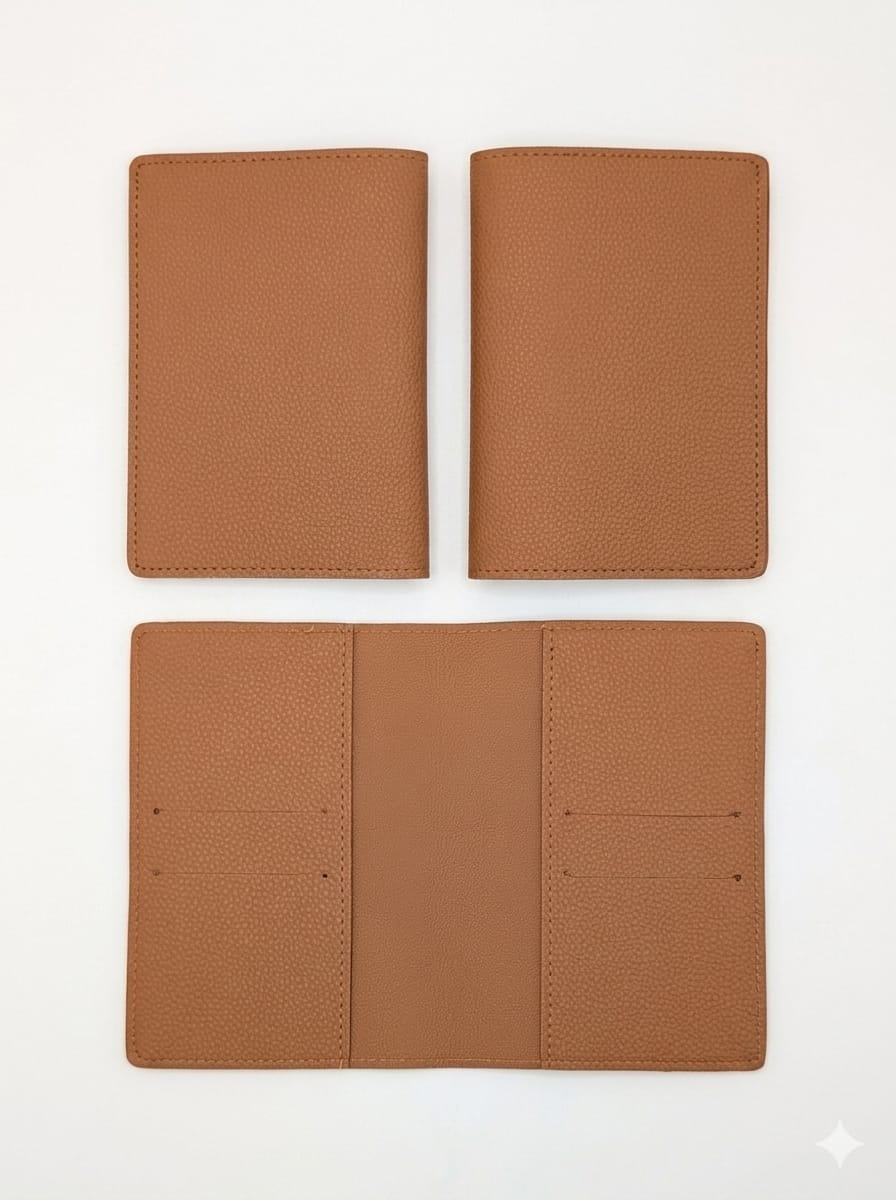 Vegan Leather Passport Holder/Organizer - Brown