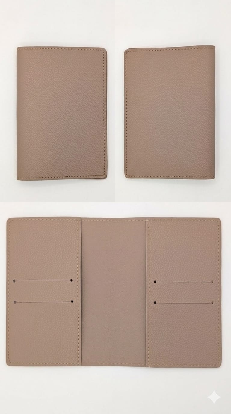 Vegan Leather Passport Holder/Organizer - Taupe