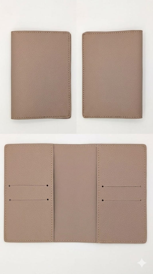 Vegan Leather Passport Holder/Organizer - Taupe
