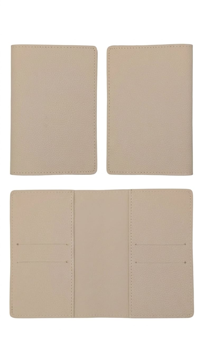 Vegan Leather Passport Holder/Organizer - Off White