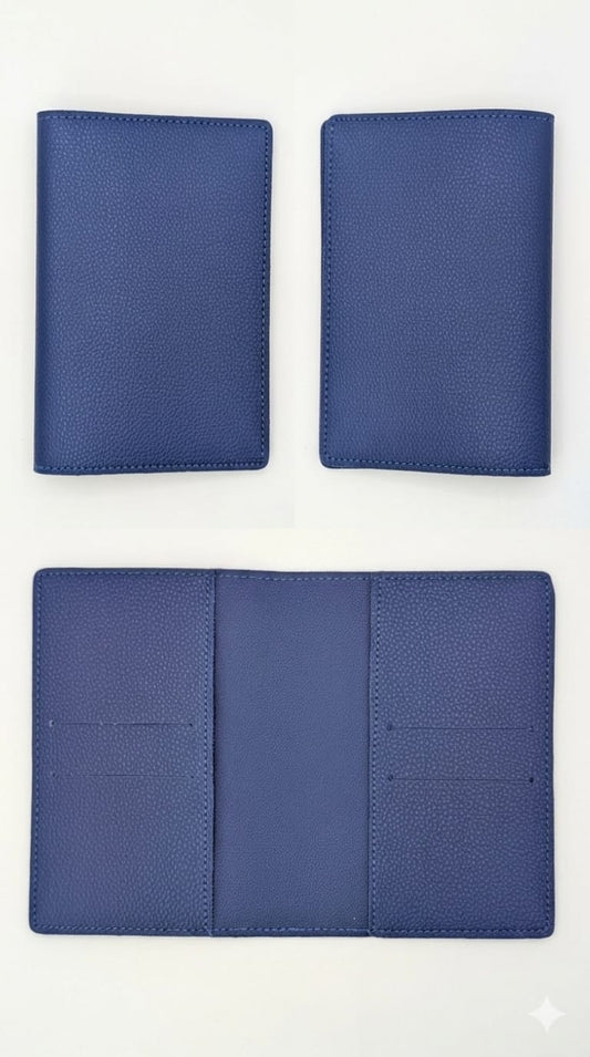 Vegan Leather Passport Holder/Organizer - Navy Blue