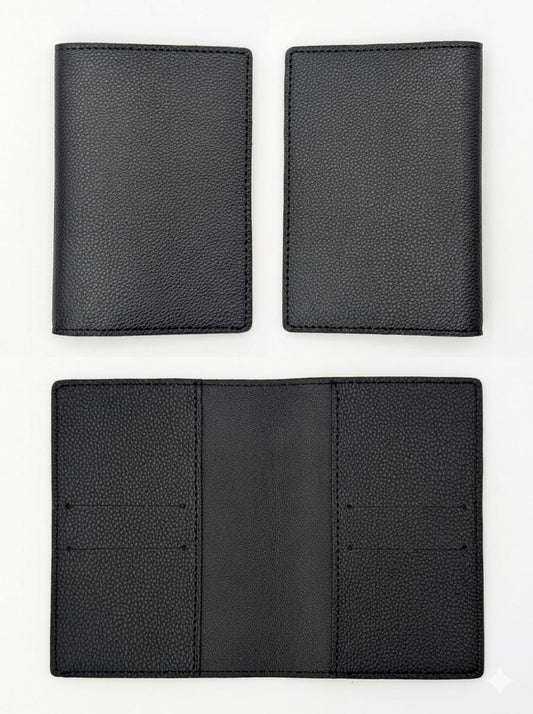 Vegan Leather Passport Holder/Organizer - Black
