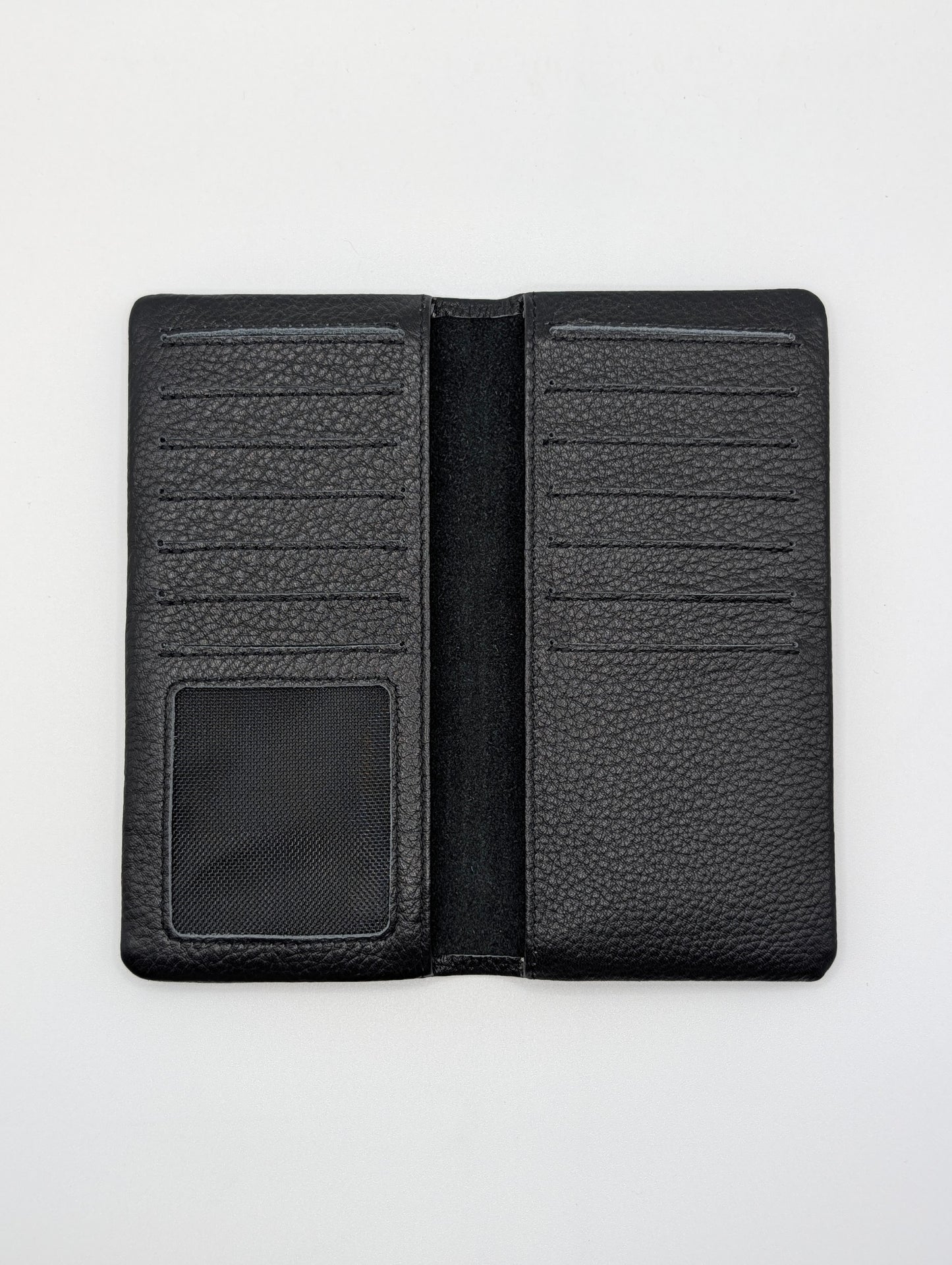 Top Grain Leather Long Wallet - Black