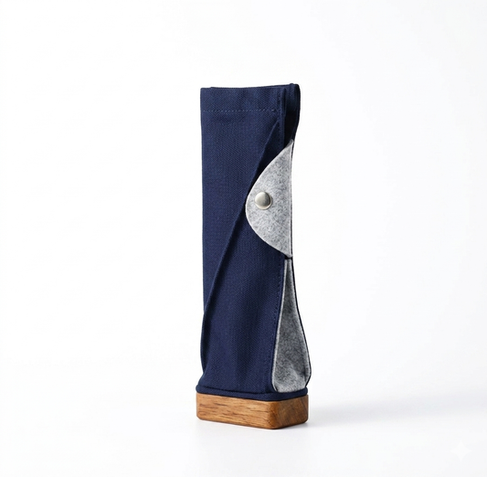 Navy/Mix Grey Wood Base Standing Case